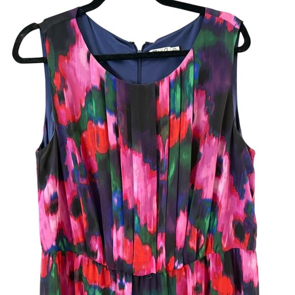 Eliza J Peony Print Chiffon Maxi Dress Size 14W - Picture 3 of 11